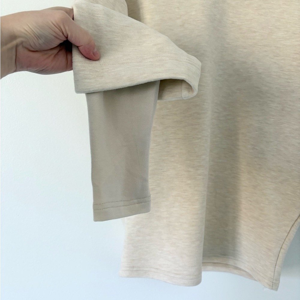 OGL NEW Heather Beige FuzzLuxe Mockneck Sleeve Warmer Top Size Medium - Picture 4 of 9